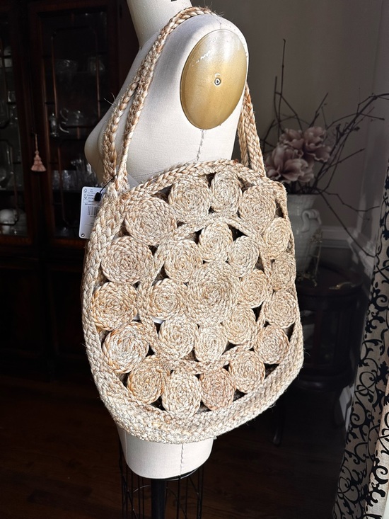 Mango Handbags - NWT Mango Natural Braided Jute Shoulder Bag